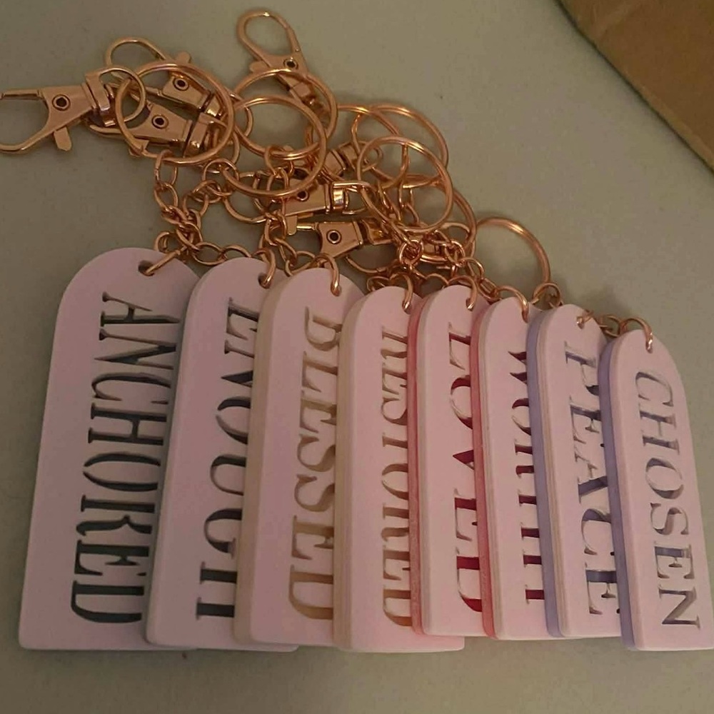 Pink 'Blessed' Keychain - Picture 7 of 7